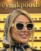 عینک آفتابی زنانه پلاریزه گربه ای پرادا رنگ کرم