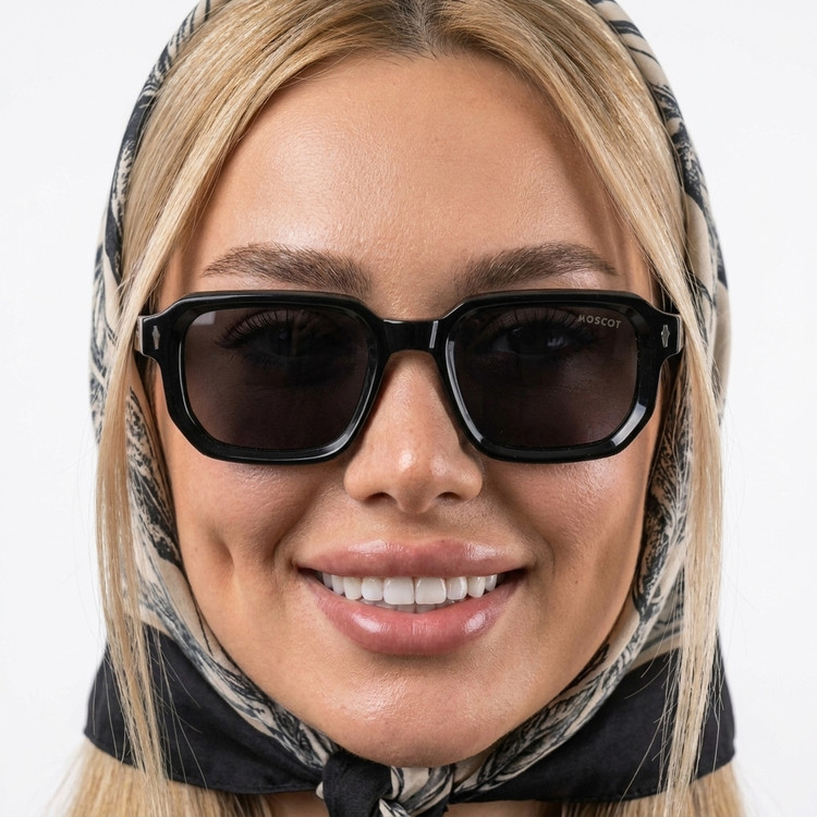 عینک آفتابی زنانه موسکات (Moscot) فریم مشکی | استایل چندضلعی وینتیج و خاص