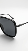 عینک آفتابی مردانه پرسول (Persol) مدل D24 | فریم فلزی دو پل مشکی با عدسی پلاریزه و UV400