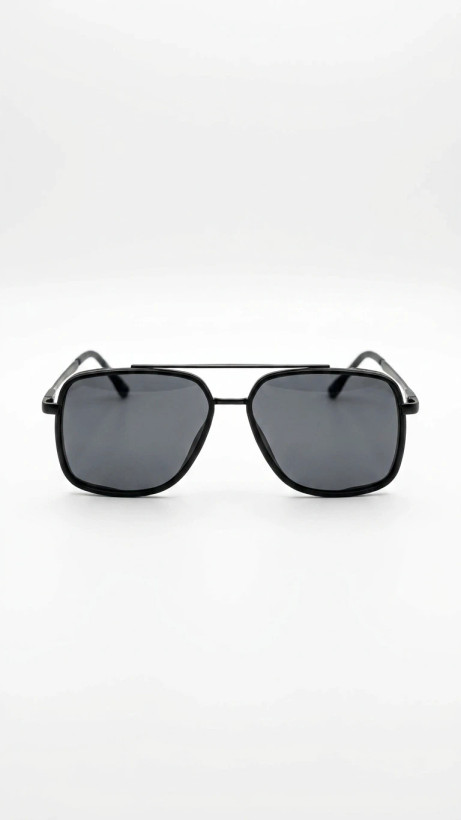عینک آفتابی مردانه پرسول (Persol) مدل D24 | فریم فلزی دو پل مشکی با عدسی پلاریزه و UV400